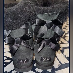 Women’s, Black, Bailey, Bow, UGG, Suede, Boots, Size, 8
